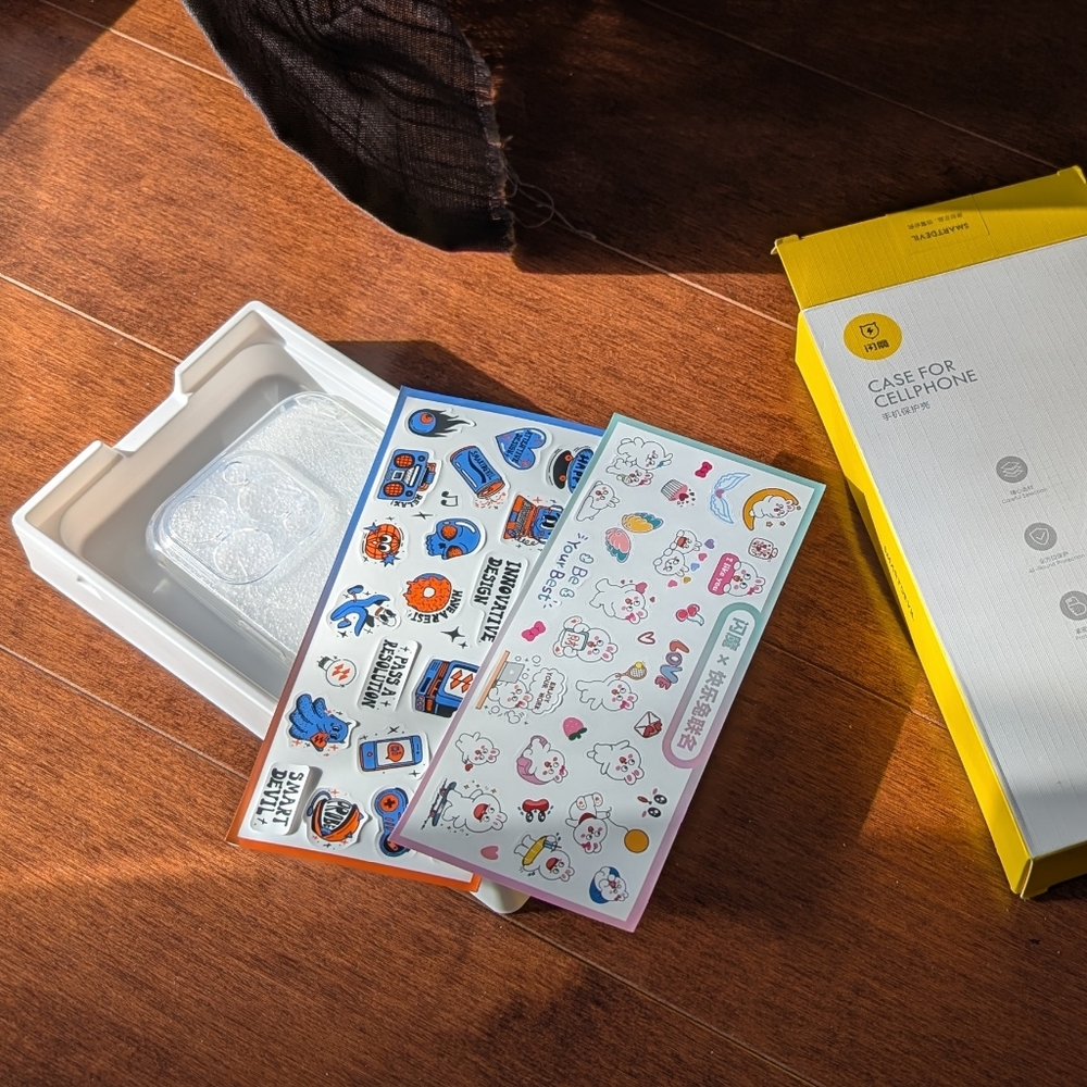 Cute Cartoon Sticker Set with iPhone 15 pro clear Case